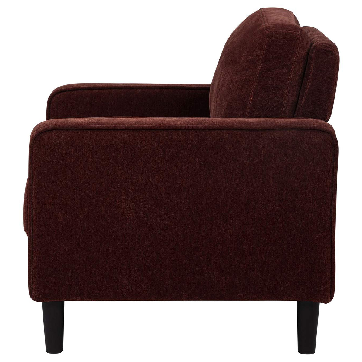 511213 Ruth Fabric Upholstered Track Arm Accent Chair Rust Red