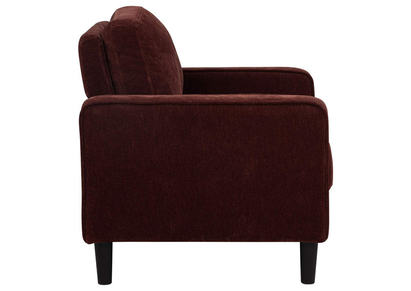 511213 Ruth Fabric Upholstered Track Arm Accent Chair Rust Red