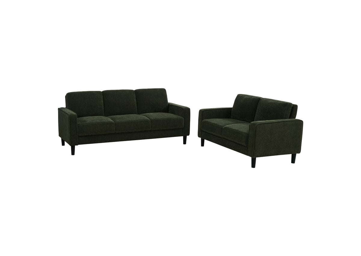 511214-S2 Ruth 2-piece Fabric Upholstered Track Arm Sofa Matcha Green