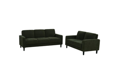 511214-S2 Ruth 2-piece Fabric Upholstered Track Arm Sofa Matcha Green