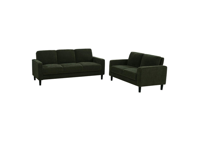 511214-S2 Ruth 2-piece Fabric Upholstered Track Arm Sofa Matcha Green