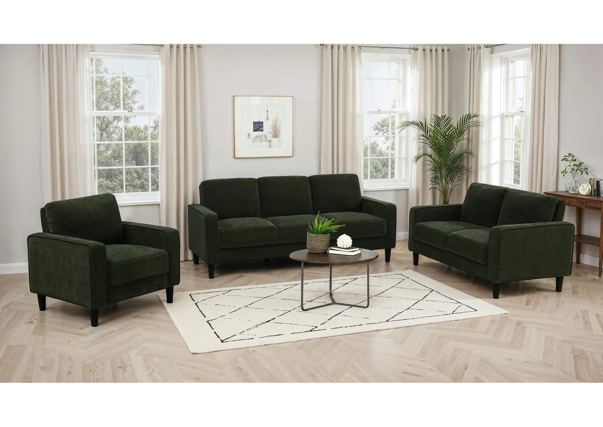 511214-S3 Ruth 3-piece Fabric Upholstered Track Arm Sofa Matcha Green