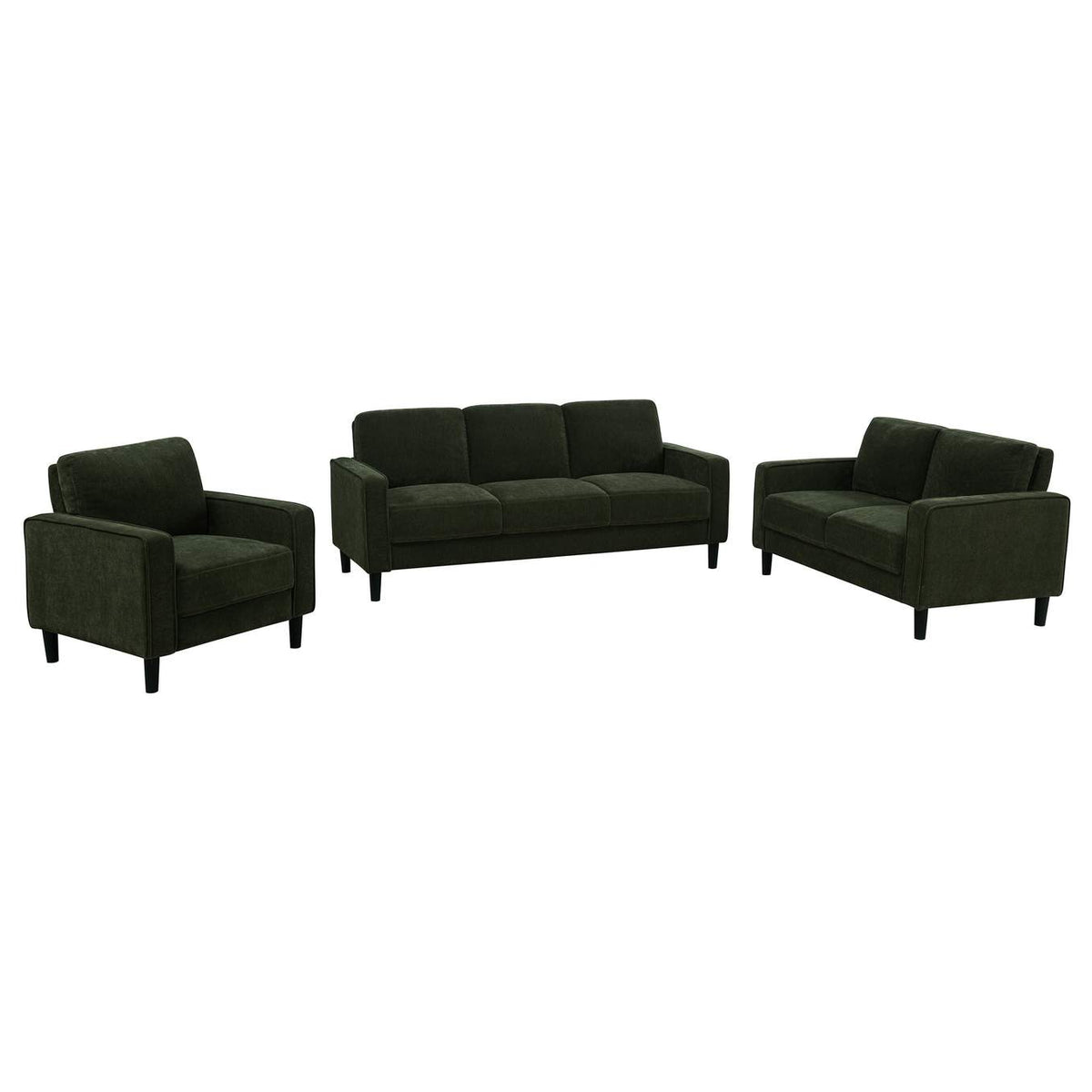 511214-S3 Ruth 3-piece Fabric Upholstered Track Arm Sofa Matcha Green