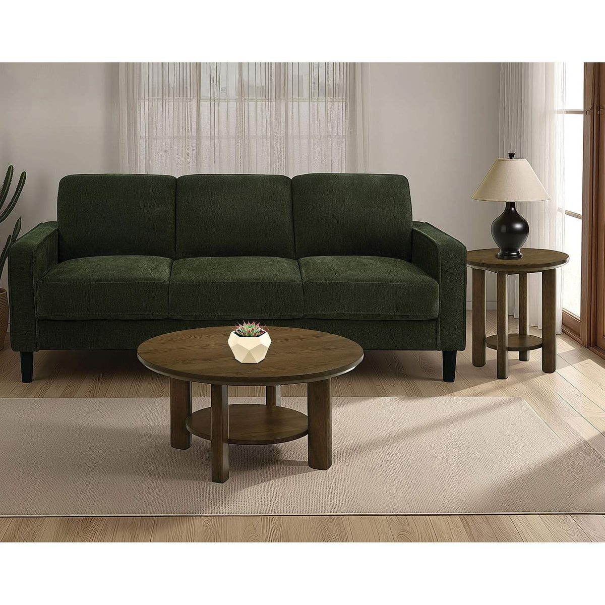 511214 Ruth 77-inch Fabric Upholstered Track Arm Sofa Matcha Green