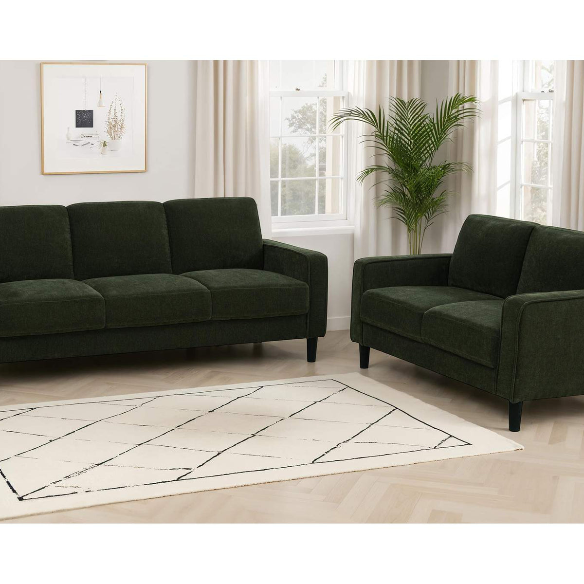 511214 Ruth 77-inch Fabric Upholstered Track Arm Sofa Matcha Green