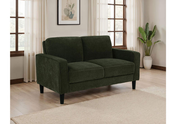 511215 Ruth Fabric Upholstered Track Arm Loveseat Matcha Green