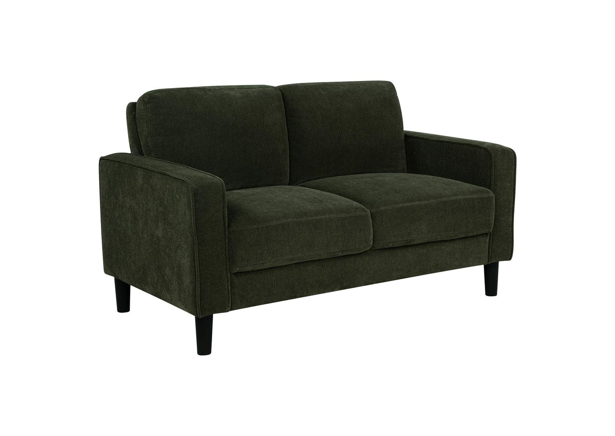 511215 Ruth Fabric Upholstered Track Arm Loveseat Matcha Green