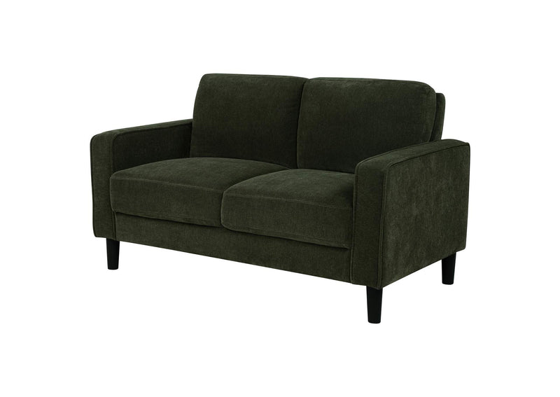 511215 Ruth Fabric Upholstered Track Arm Loveseat Matcha Green