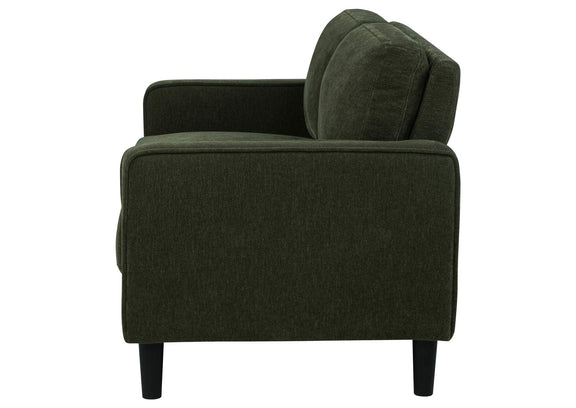 511215 Ruth Fabric Upholstered Track Arm Loveseat Matcha Green