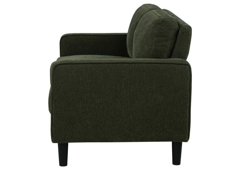 511215 Ruth Fabric Upholstered Track Arm Loveseat Matcha Green
