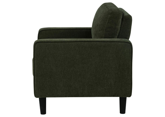 511216 Ruth Fabric Upholstered Track Arm Accent Chair Matcha Green