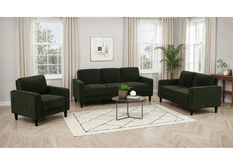 511216 Ruth Fabric Upholstered Track Arm Accent Chair Matcha Green