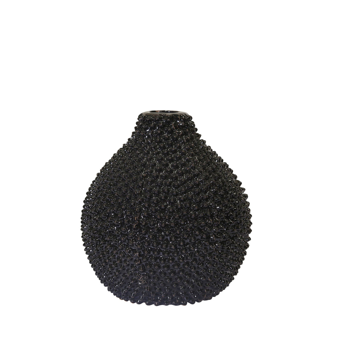 Ec - Ceramic Gloss Spiked Vase 8" - Black