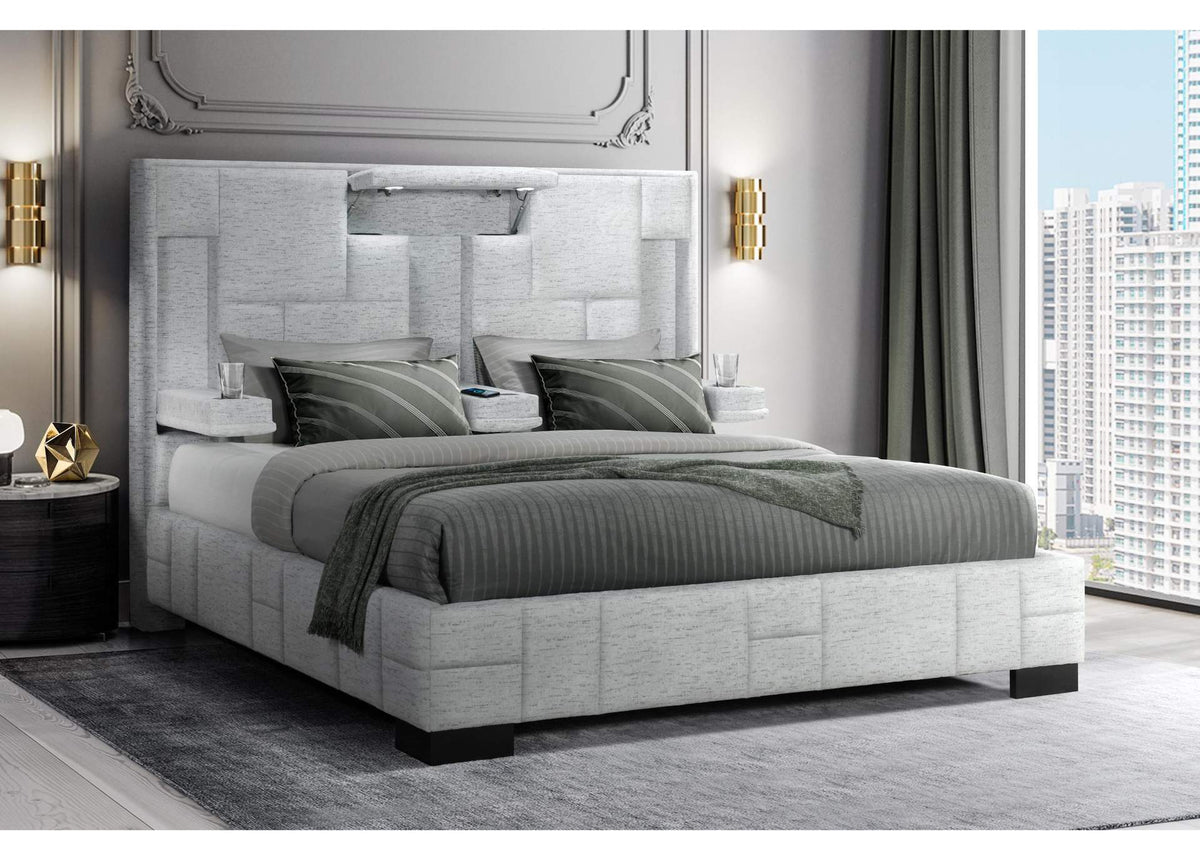 OSCAR-GREY-QB-N OSCAR GREY QUEEN BED NO WOOD TRIM