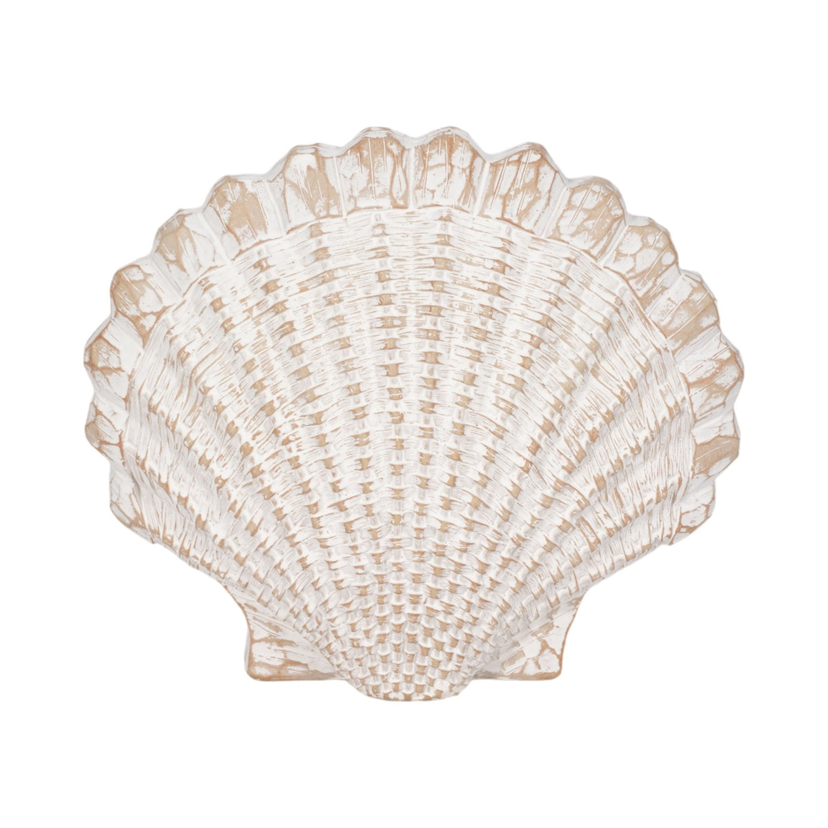 8" Sea Scallop Shell Woven Pattern - White