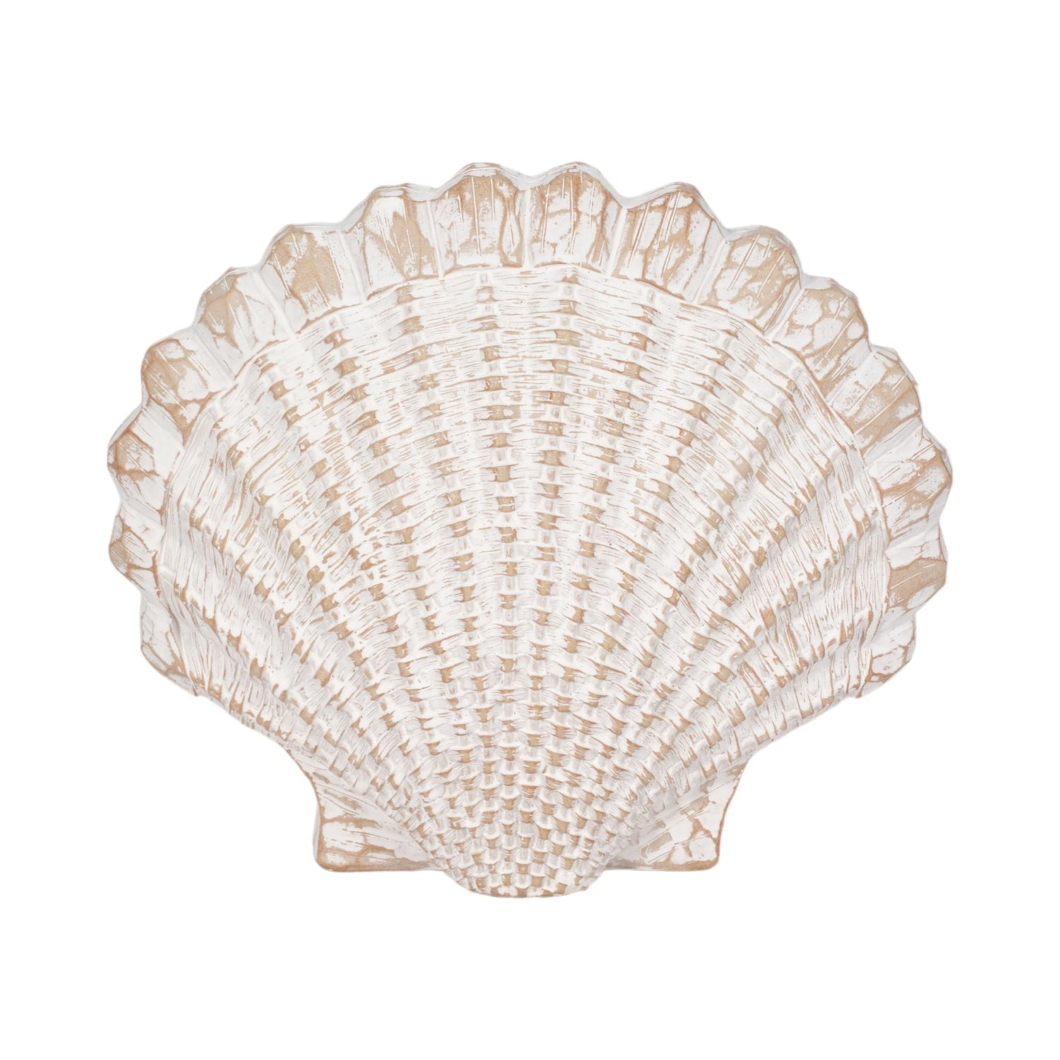 8" Sea Scallop Shell Woven Pattern - White
