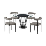 Veronica Shannon -Round Glass Dining Table Set - Matte Black Legs