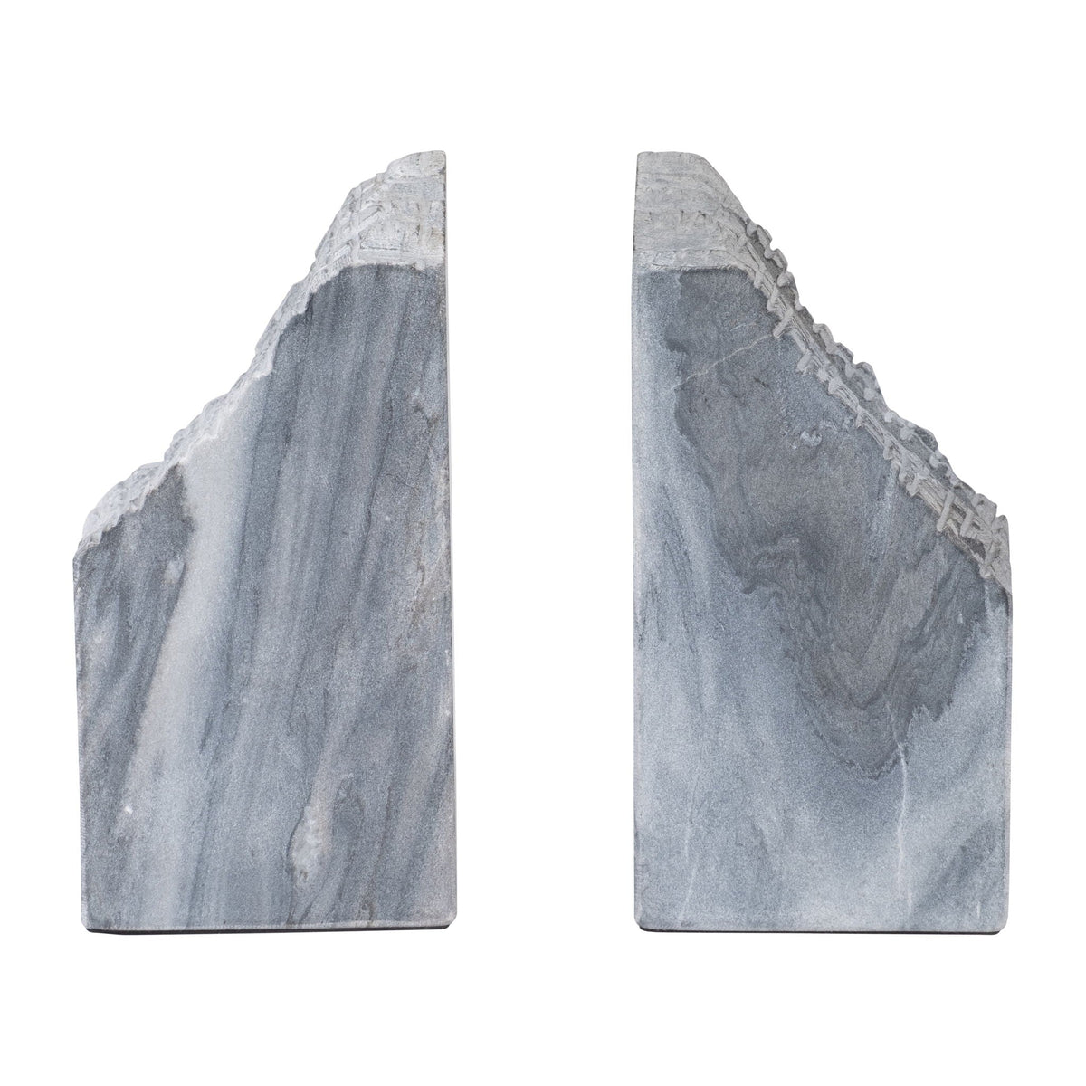 7" Live Edge Bookends Marble (Set of 2) - Black