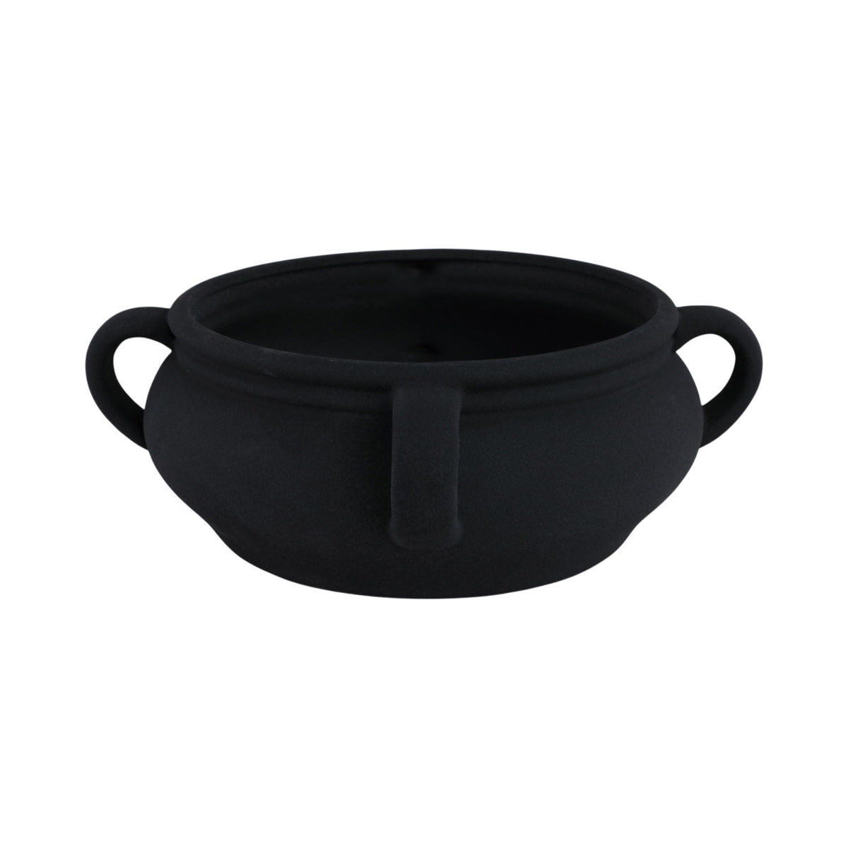 12" Textured Bowl With Handles - Black