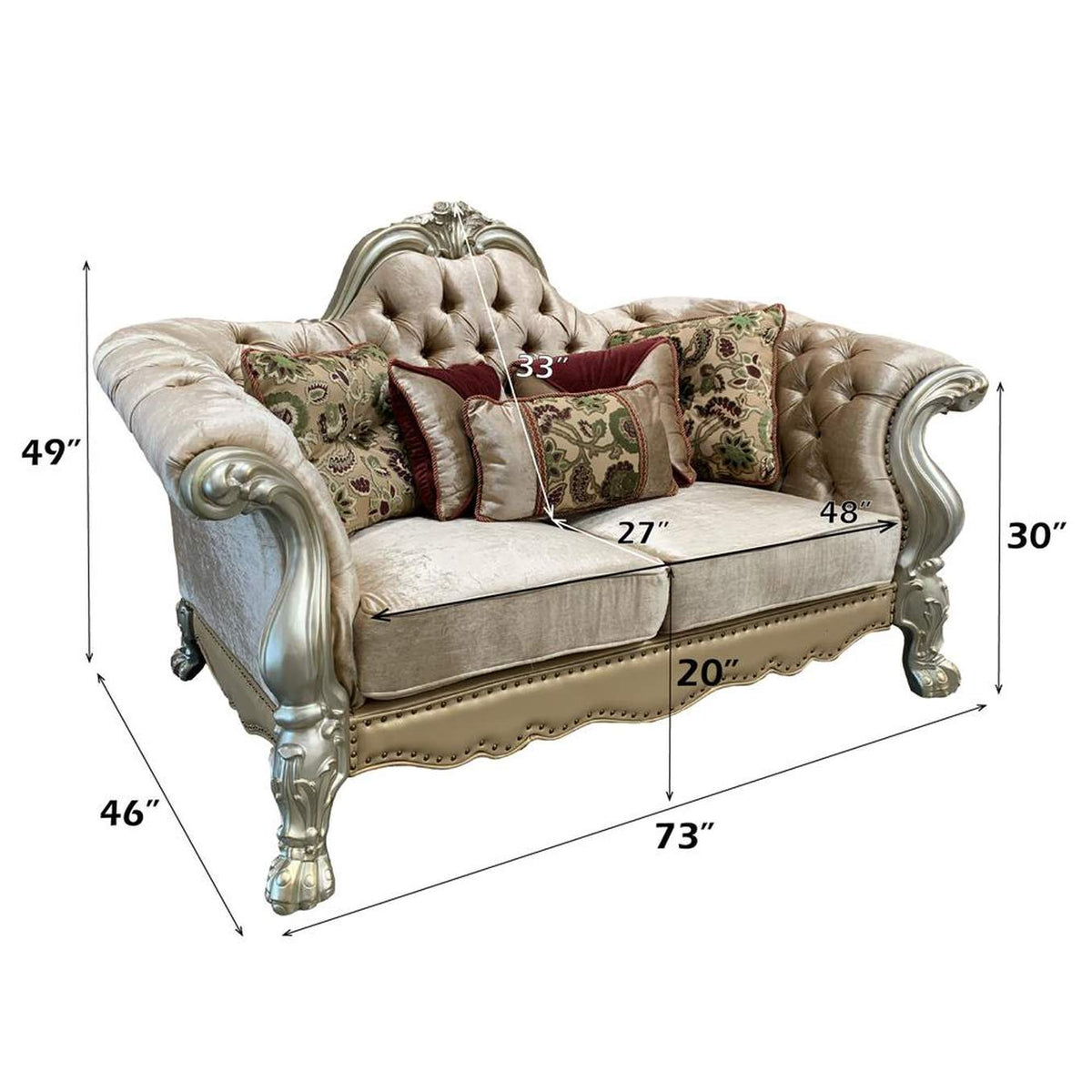 52091 Dresden Loveseat with 5 Pillows