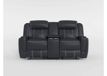 8516BU-2 Littleton Double Reclining Love Seat with Center Console, Receptacles and USB Ports