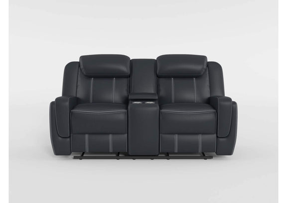 8516BU-2 Littleton Double Reclining Love Seat with Center Console, Receptacles and USB Ports