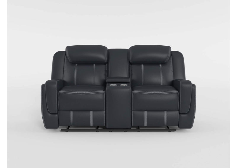 8516BU-2 Littleton Double Reclining Love Seat with Center Console, Receptacles and USB Ports