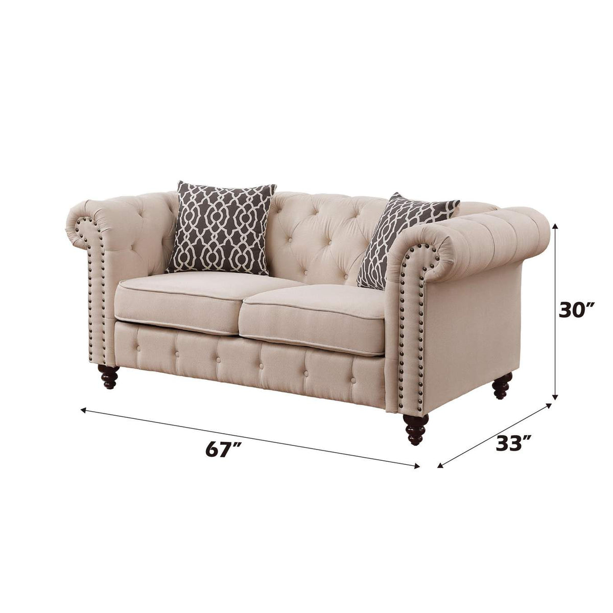 52421 Aurelia Loveseat with 2 Pillows