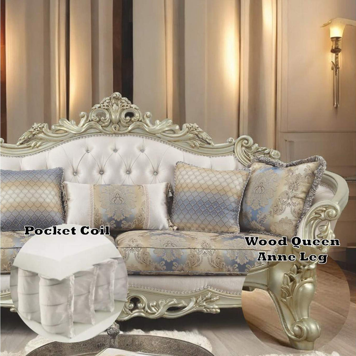 52440 Gorsedd Sofa with 5 Pillows