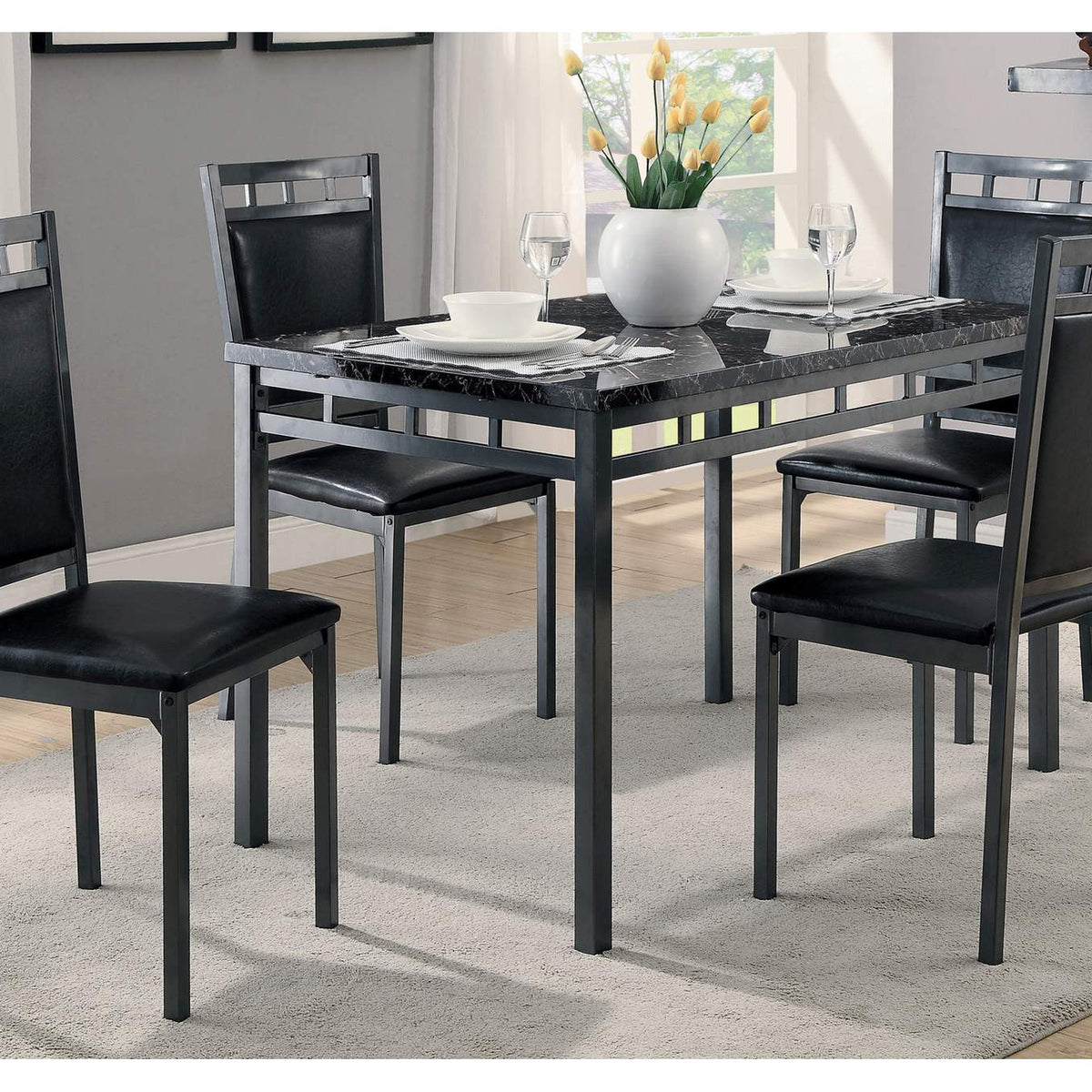 5275 Olney 5 Piece Dinette Set, Faux Marble Top