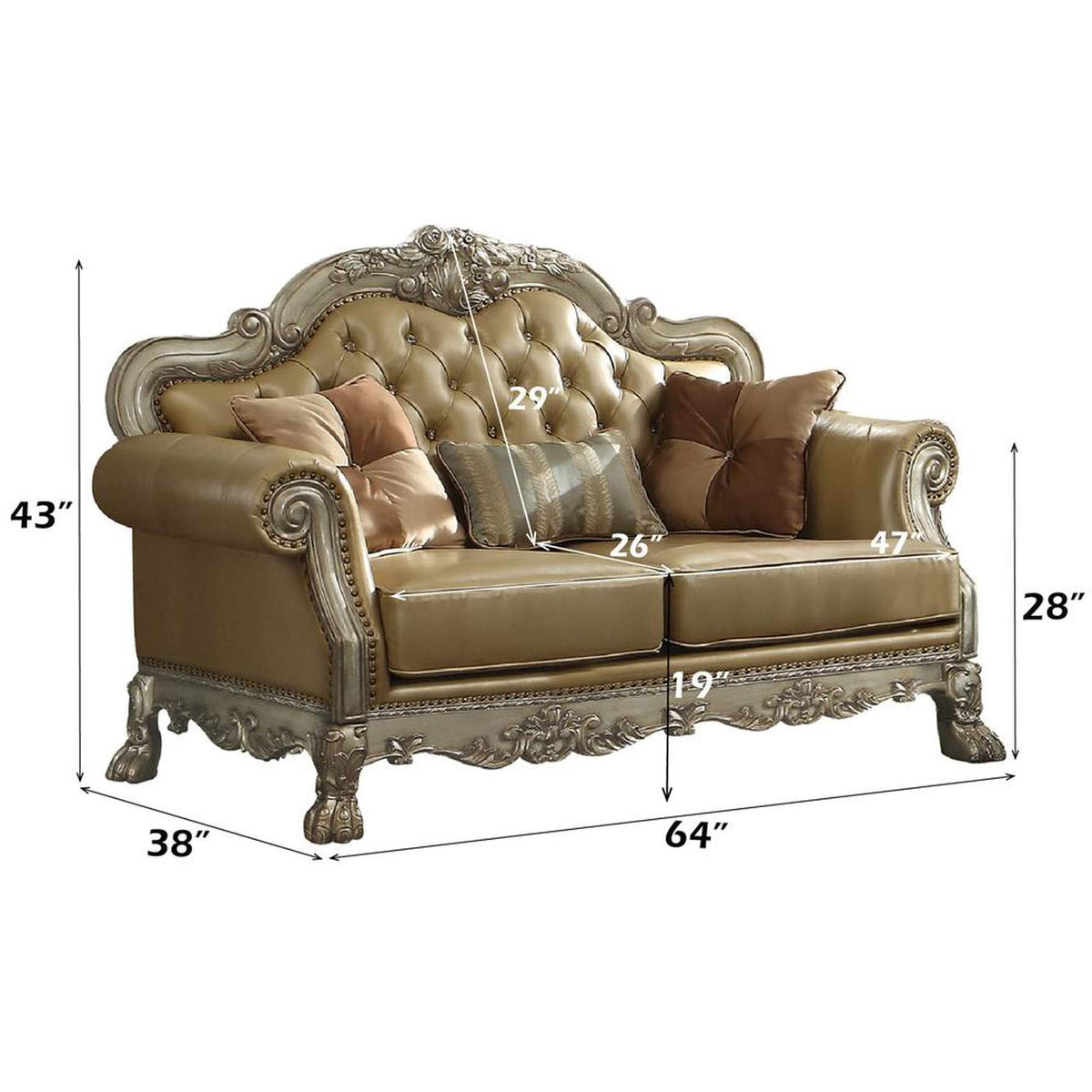 53161 Dresden Loveseat with 3 Pillows