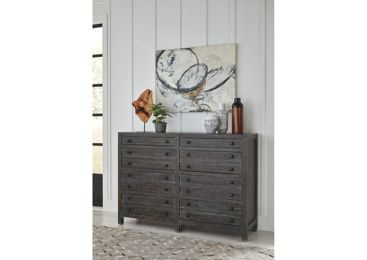 8TR982A Townsend Solid Wood Eight Drawer Dresser In Gunmetal (2024)
