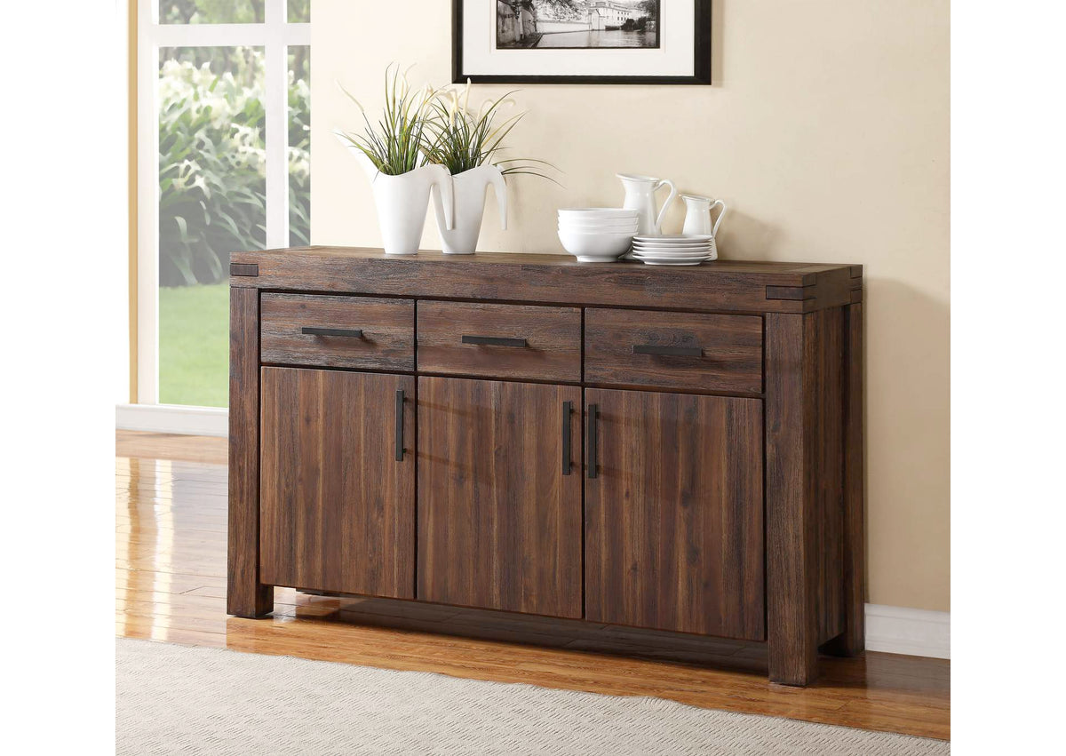 3F4173 Meadow Three Drawer Three Door Solid Wood Sideboard In Brick Brown
