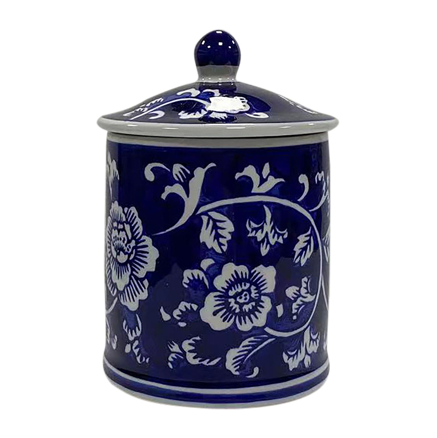 8 Oz Chinoiserie Scntd Candle With Lid 6" - Blue / White