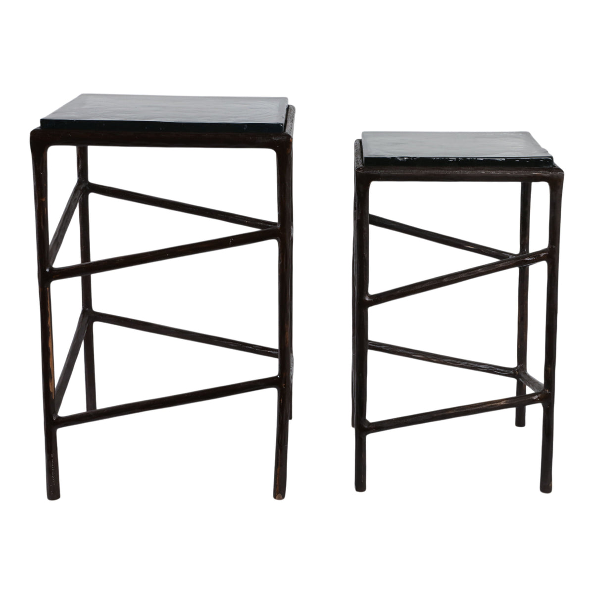 Bowman Glass Top Accent Tables (Set of 2) - Dark Brown / Black