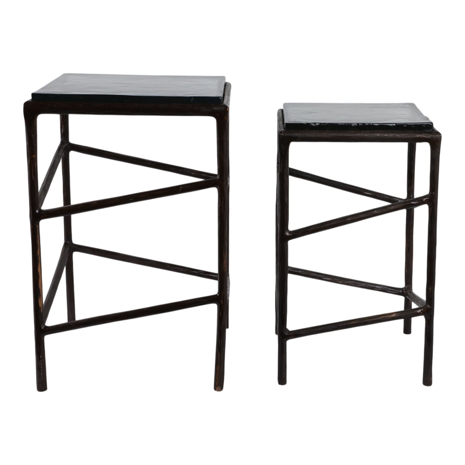 Bowman Glass Top Accent Tables (Set of 2) - Dark Brown / Black