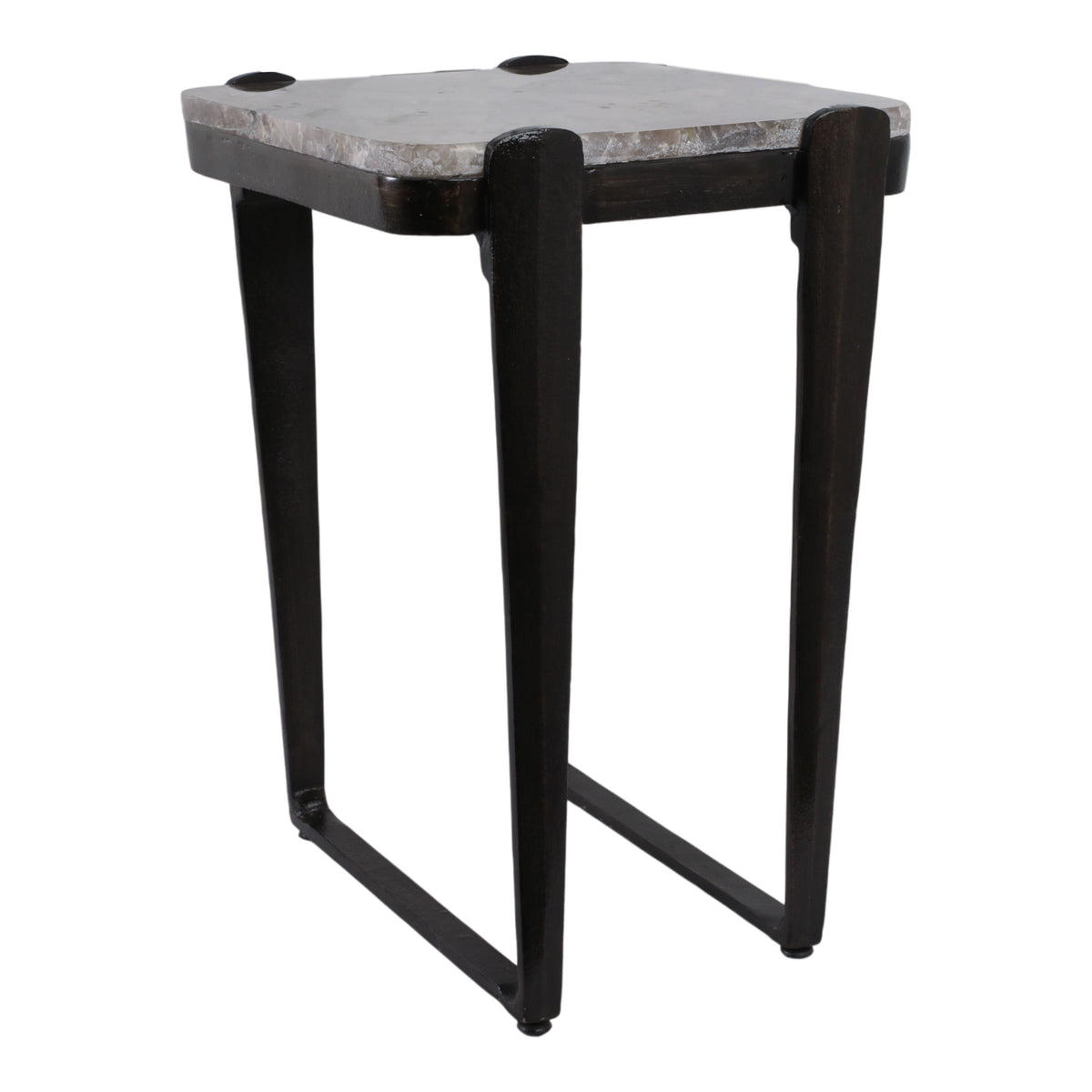 Rolla Smoky Quartz Top Accent Table - Bronze