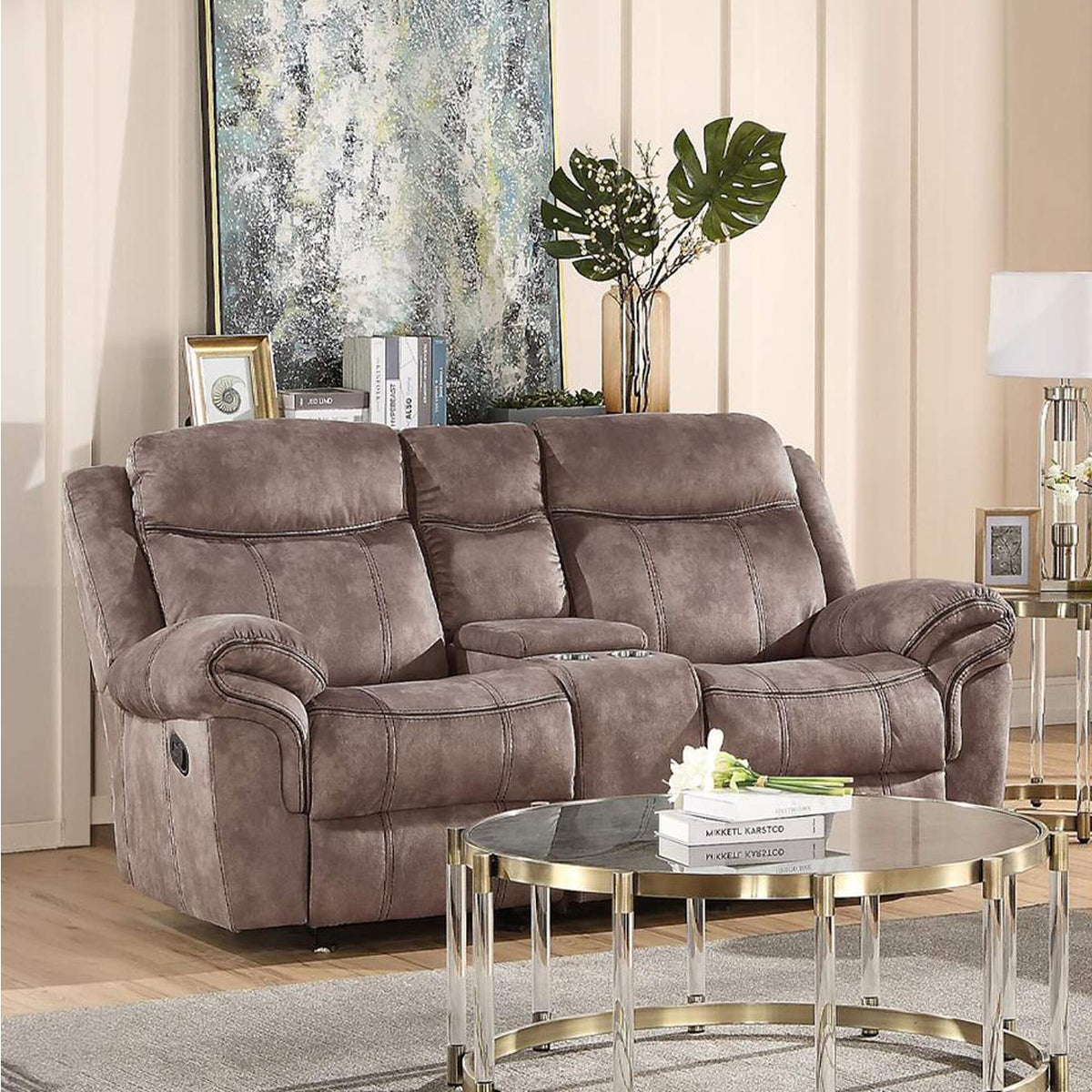 55021 Zubaida Motion Loveseat and Console with USB