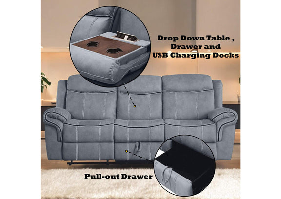 55025 Zubaida Motion Sofa and Console with USB