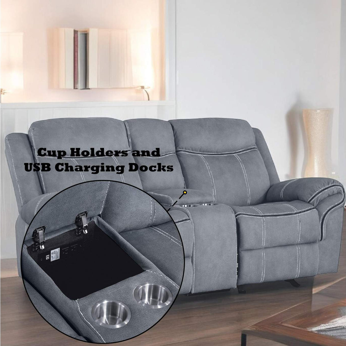 55026 Zubaida Motion Loveseat and Console with USB