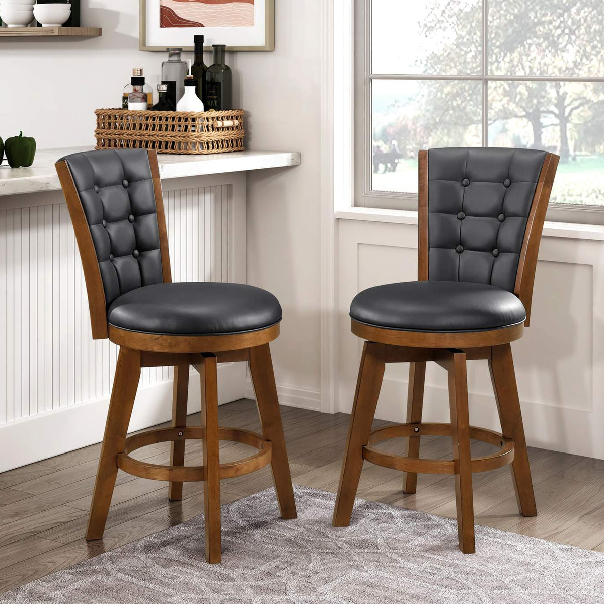 5505-24BKS Medford Swivel Counter Height Chair