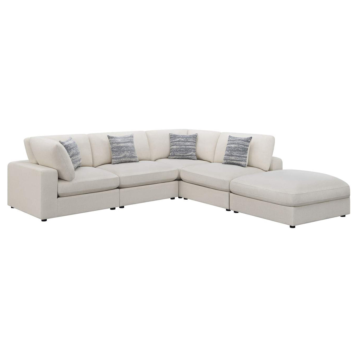 551321-SETC Serene 5-piece Upholstered Modular Sectional Sofa Beige