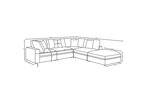 551321-SETC Serene 5-piece Upholstered Modular Sectional Sofa Beige
