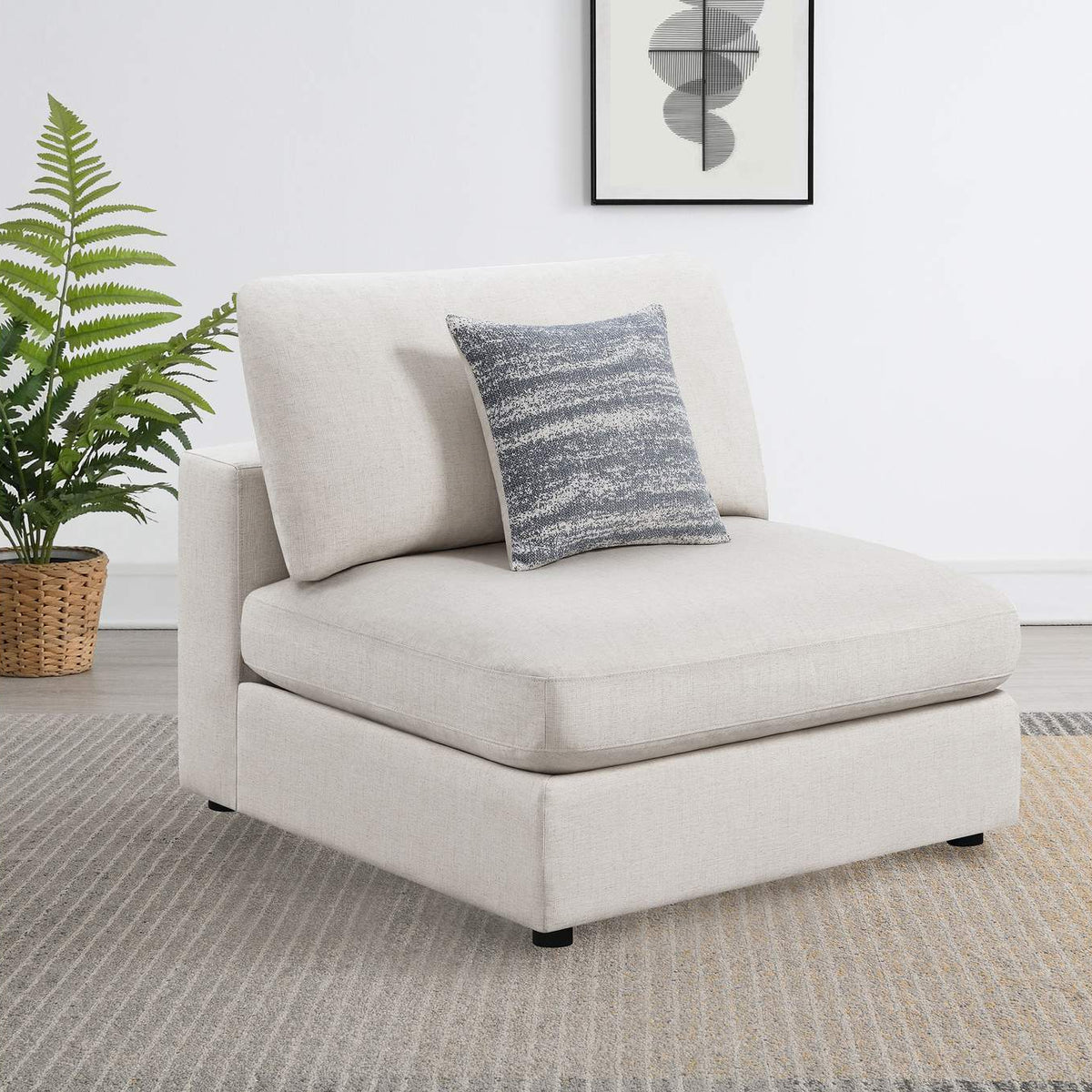 551321 Serene Upholstered Armless Chair Beige