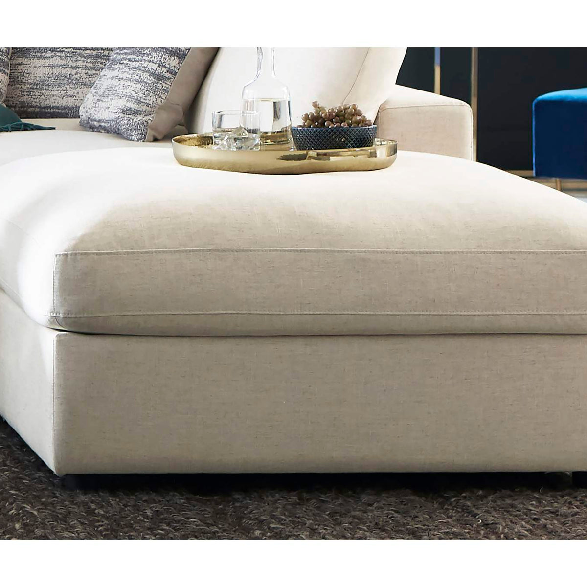 551323 Serene Square Upholstered Ottoman Beige
