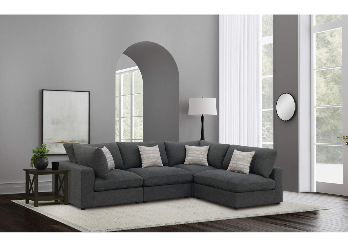 Serene 4-piece Upholstered Modular Sectional Sofa Charcoal