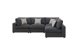 551324-SETA Serene 4-piece Upholstered Modular Sectional Sofa Charcoal