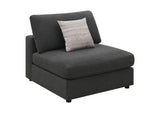 551324-SETA Serene 4-piece Upholstered Modular Sectional Sofa Charcoal
