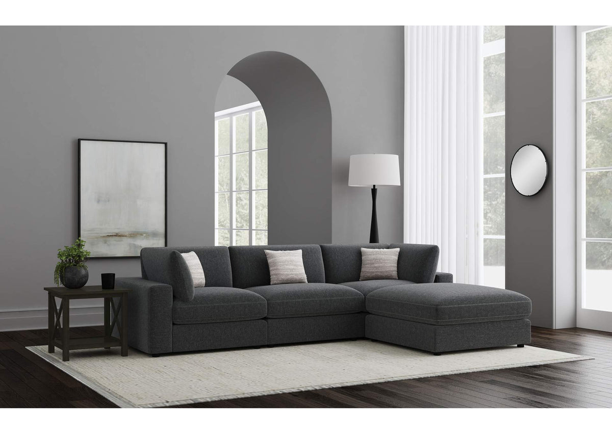 Serene 4-piece Upholstered Modular Sectional Sofa Charcoal