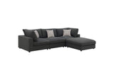 551324-SETB Serene 4-piece Upholstered Modular Sectional Sofa Charcoal